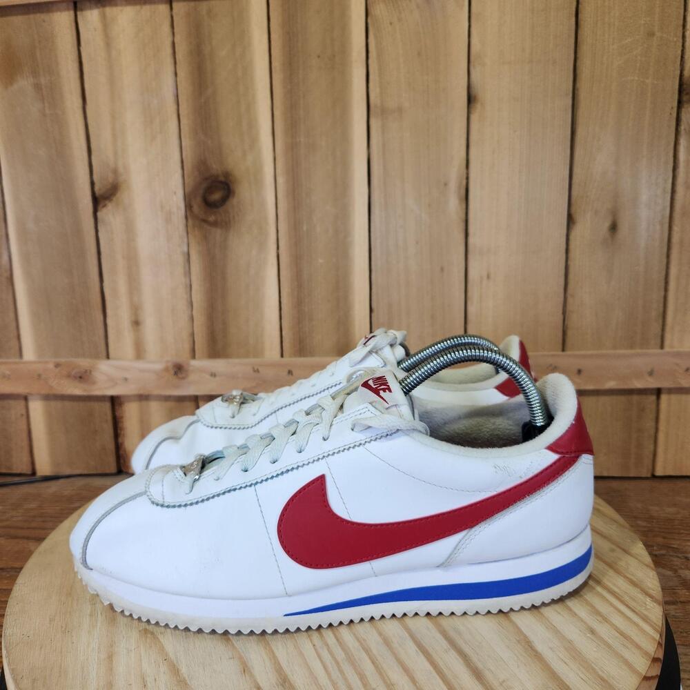 Nike Cortez Shoes Mens 10.5 White Red Blue Leather Classic Running Sneakers